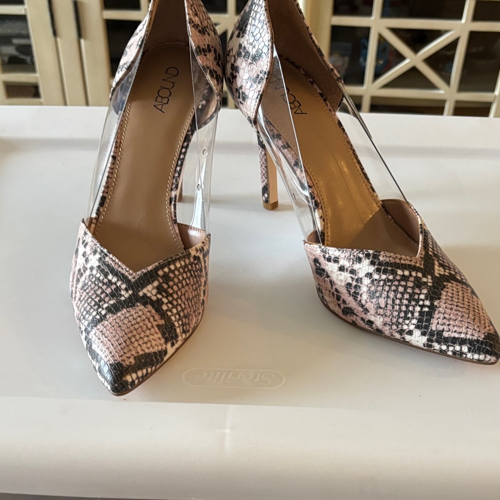 Abound Snakeskin Heels - Black and Pink